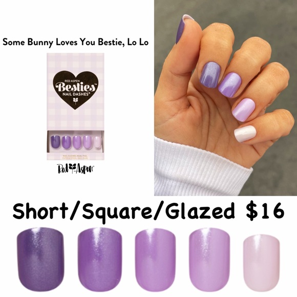 Red Aspen Short Square Press On Nails Purple Bundle 5 Sets | NIB - Picture 7 of 12